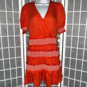 The Impeccable Pig tiered Coral Orange dress size medium new with tags